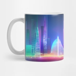 Ai Generated Art Scenery - Futuristic City with neon lighting Mug